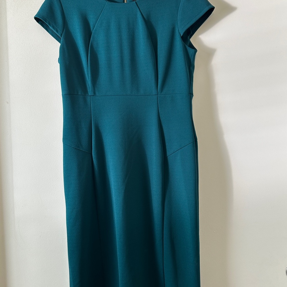 Liz Claiborne Blue Sheath Dress with Flutter Cap Sleeves